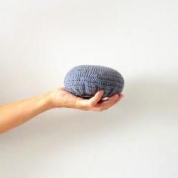 Foldable market bag, net bag, shopping bag, crochet, reusable, ecofriendly. Concrete grey and orange cotton yarn.
